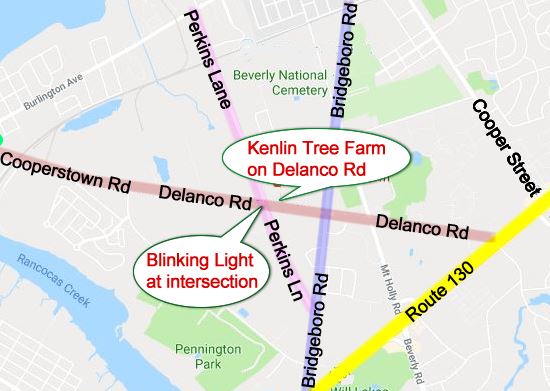 Map of area near Kenlin Tree Farm.